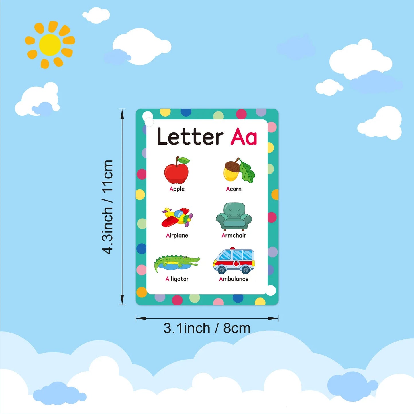 ABC Phonics Flash Cards Kids 26 Alphabet Pocket English Words