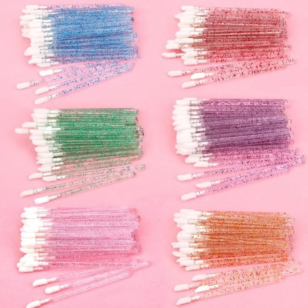 Disposable Eyelash Wands, Replaceable Eyebrow Brush, 50pcs Reusable, Dust - proof, Sparkling Broken Diamond Bottom Eyelash Brush Peaceful Pleasures Health and Wellness