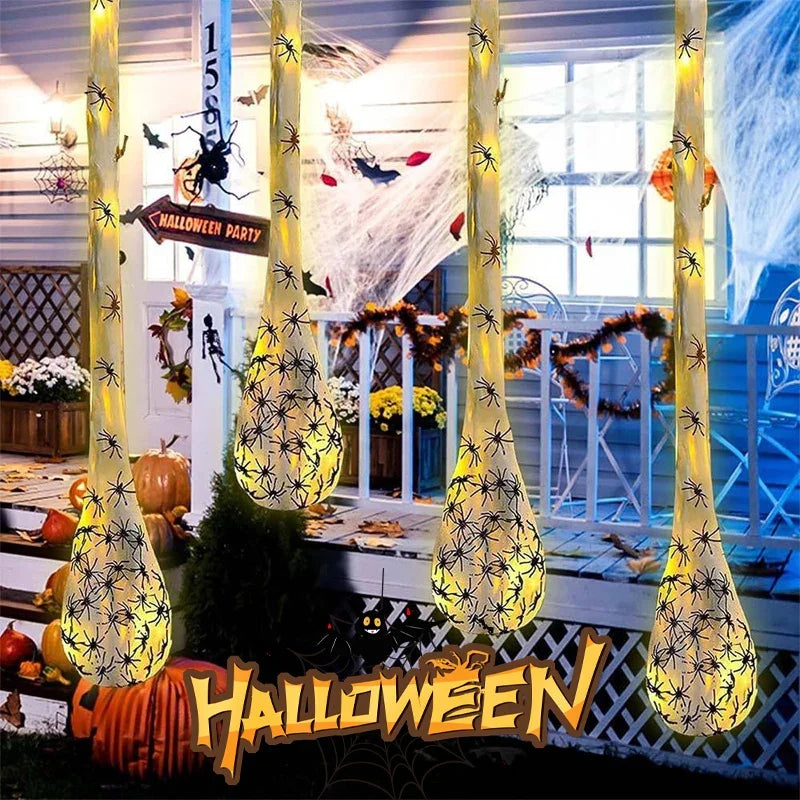 Glowing Halloween Spider Egg Sacks LED Hanging Web Decoration