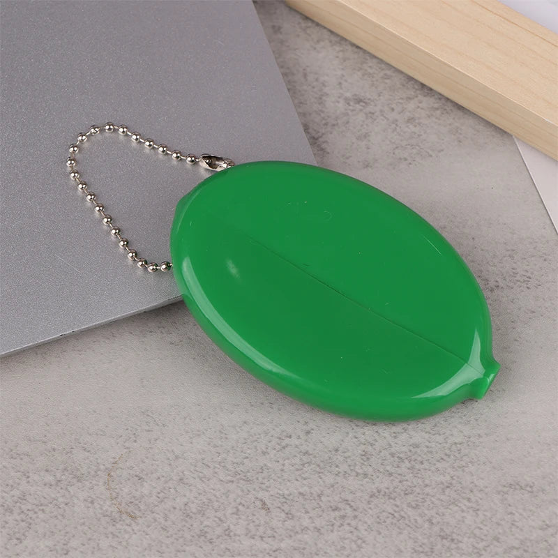Oval PVC Coin Purse with Chain – Mini Jewelry & Coins Bag