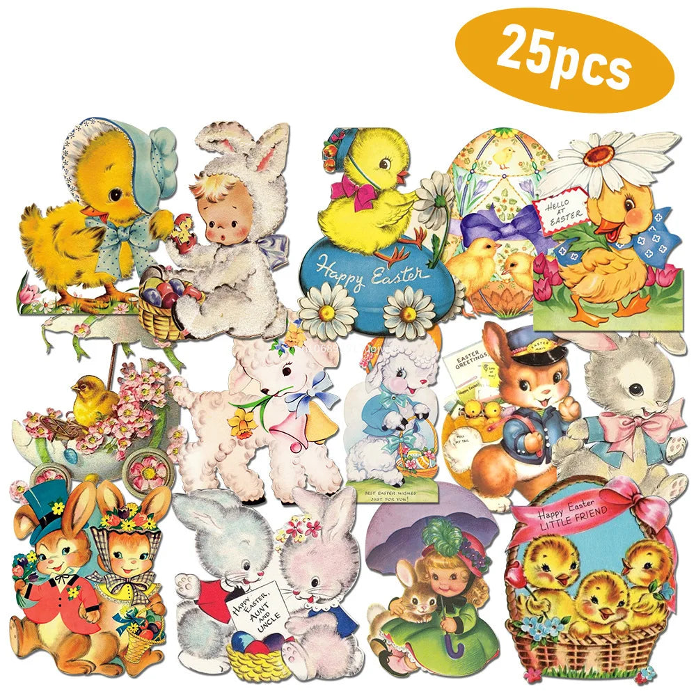 25Pcs/Set Cute Easter Bunny Eggs Stickers for Planner, Journal, Scrapbook, Phone and Laptop, DIY Card Making Craft Decoration Peaceful Pleasures Health and Wellness