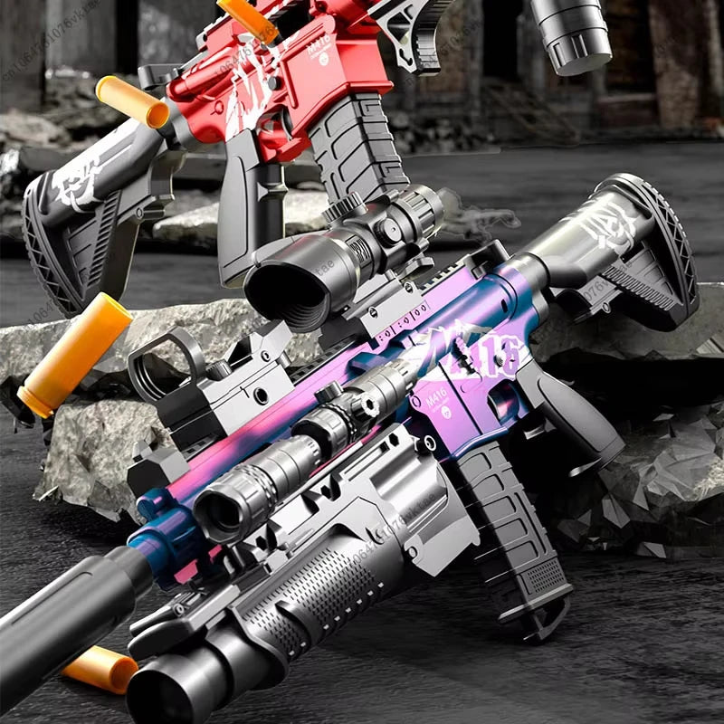 Children's M416 Manual Loading Toy Submachine Gun Assault Rifle Model Fires Soft Bullets Action for Boys Peaceful Pleasures Health and Wellness
