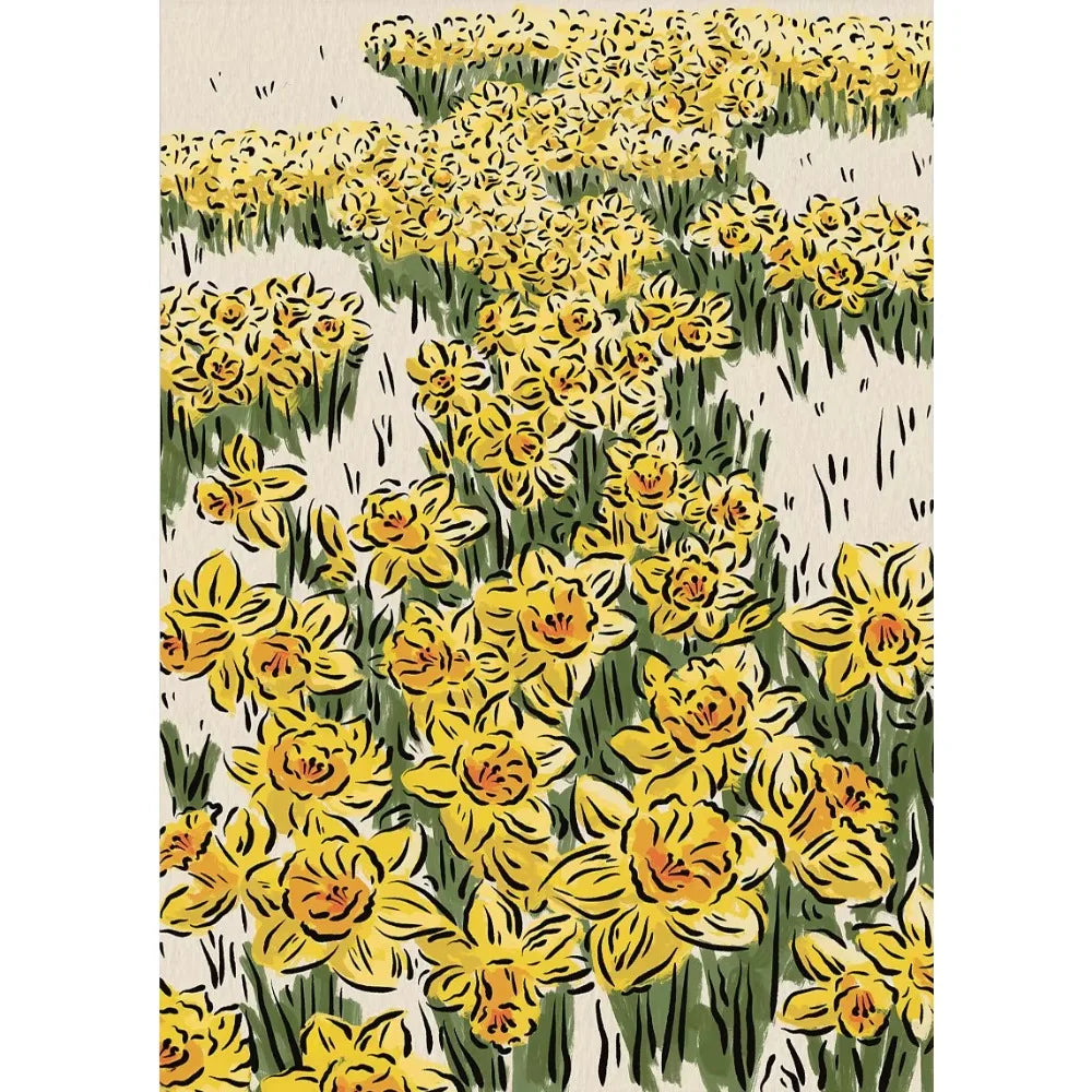Garden Flower Vase Canvas Wall Art Print – Modern Floral Poster