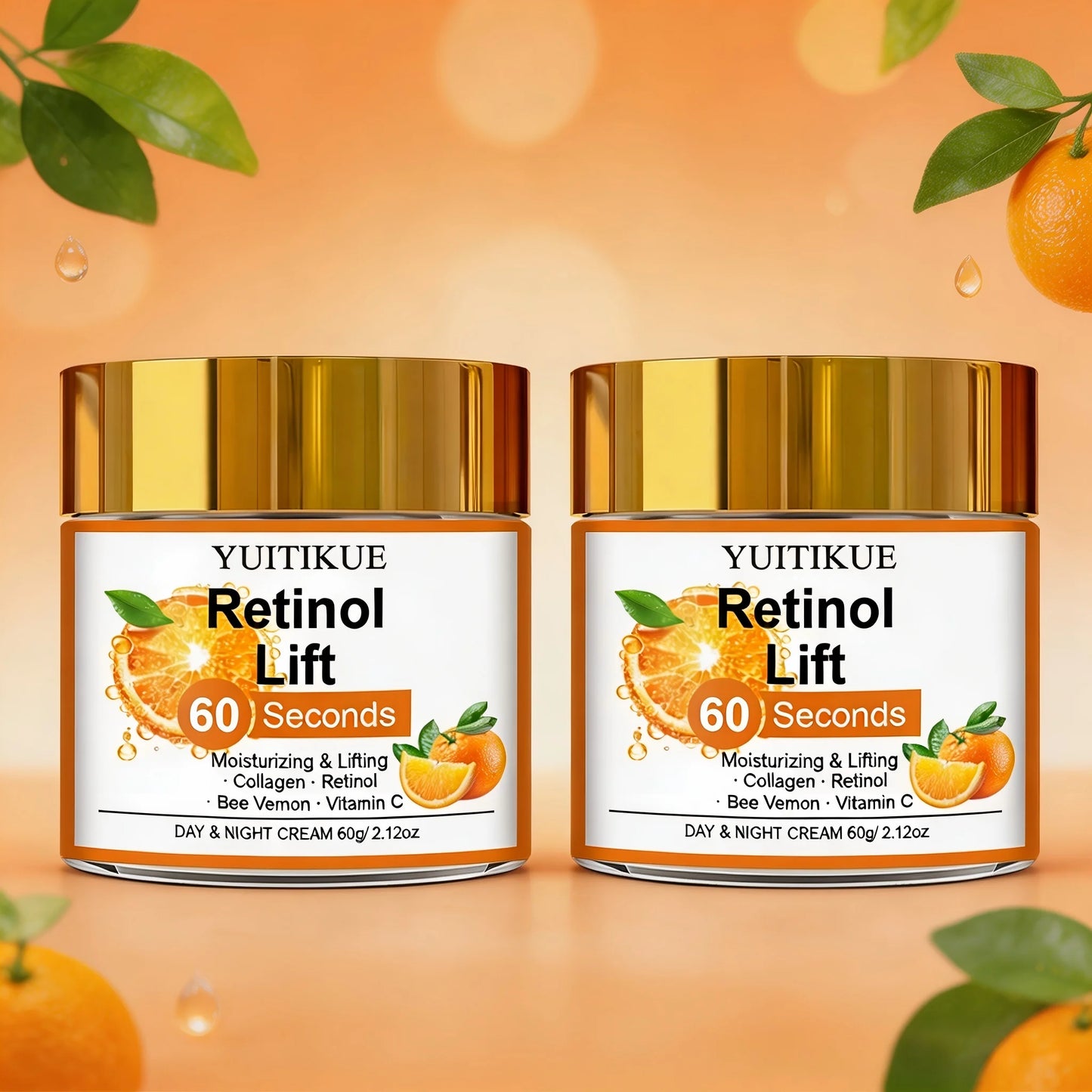 YUITIKUE 60 Seconds Retinol Lift Cream 60g with Collagen & Vitamin C, Moisturizing & Lifting Day & Night Cream Peaceful Pleasures Health and Wellness 2pc