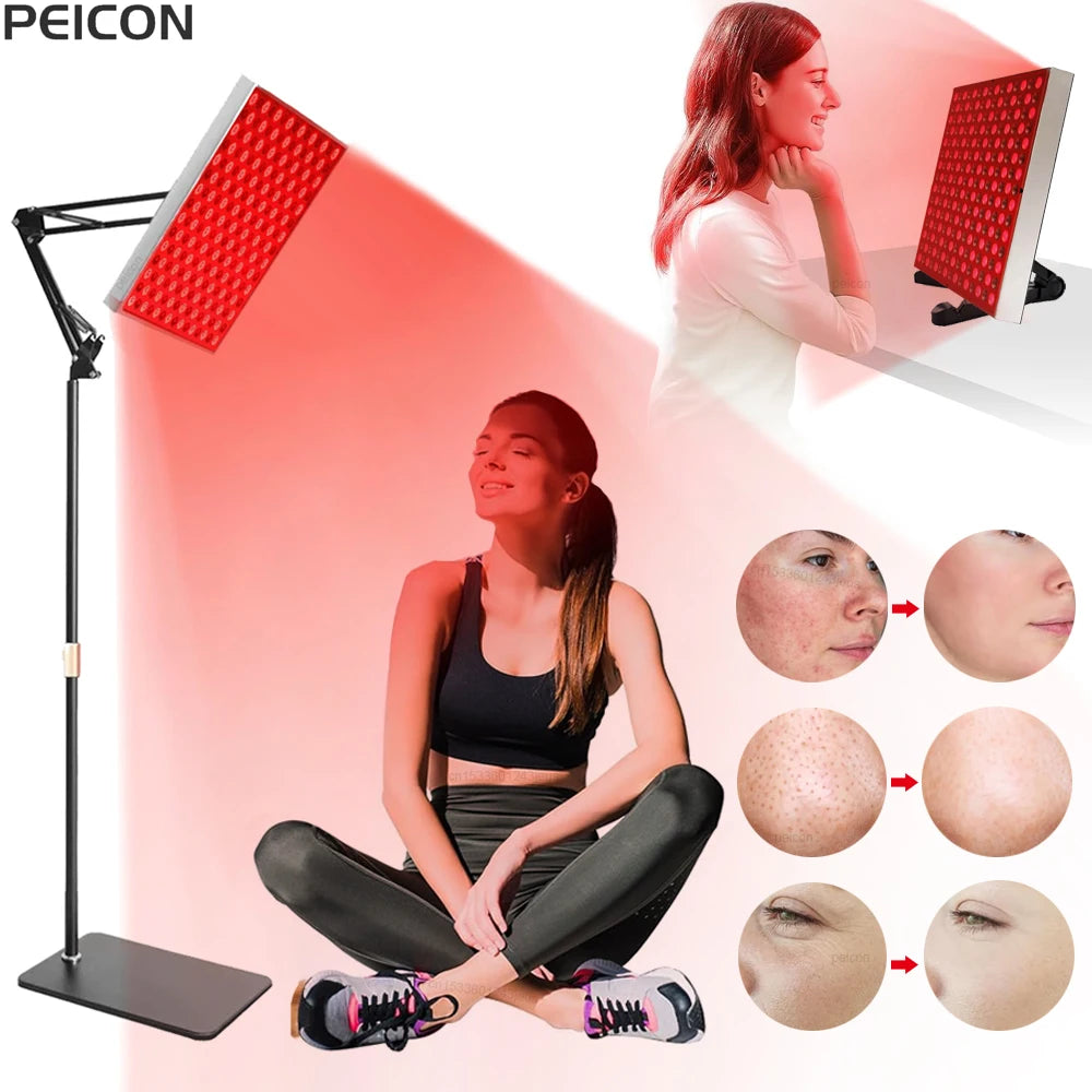 Red Light Therapy Lamp for Face Body LED Infrared Light Therapy Panel Lamp with Stand Home Use Anti Aging Infrared Light Device Peaceful Pleasures Health and Wellness