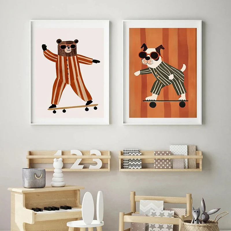 Funny Animal Canvas Wall Art Prints | Kids Nursery Room Decor