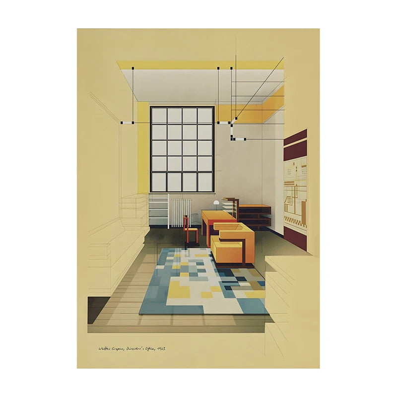 Bauhaus Exhibition Poster Chair Canvas Painting Bauhaus Print Wall Art Picture for Living Room Cuadros Home Decoratio Peaceful Pleasures Health and Wellness F0077-9 20x30cm
