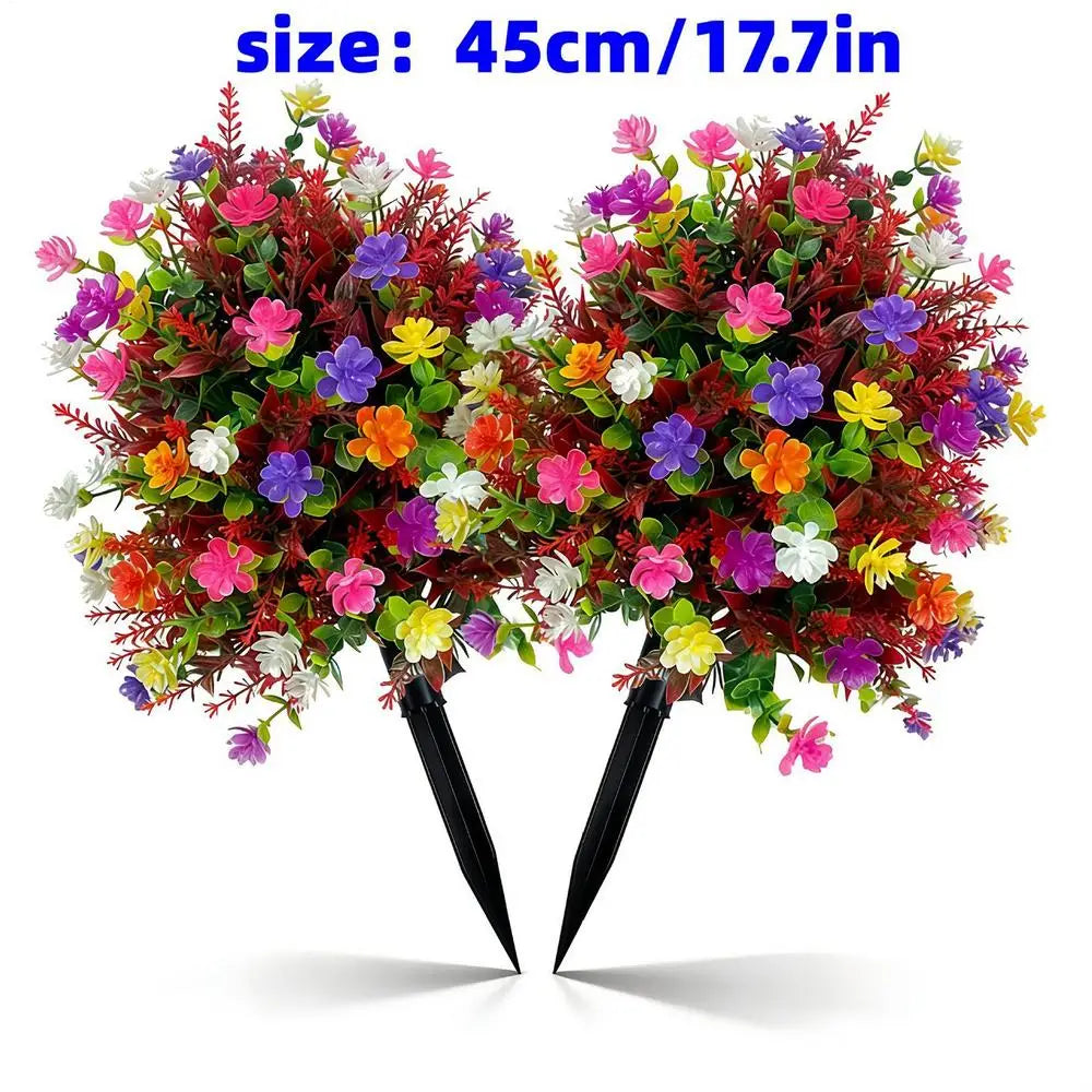 Faux Flowers Realistic Floral Spring Garden Stakes UV Resistant Artificial Flower Bouquet for All Season Lawn Porch Farmhouse Peaceful Pleasures Health and Wellness 2pcs CN