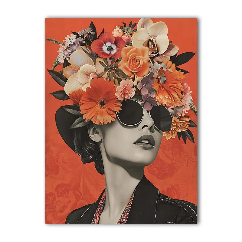 Nordic Canvas Wall Art – Woman & Flowers Vintage Poster Print Canvas Wall Art Peaceful Pleasures Health and Wellness 02 40x50cm No Frame China Mainland