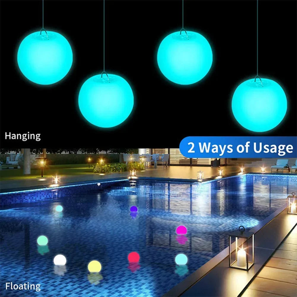 LED Floating Pool Lights | Remote Control Inflatable Glow Balls Peaceful Pleasures Health and Wellness