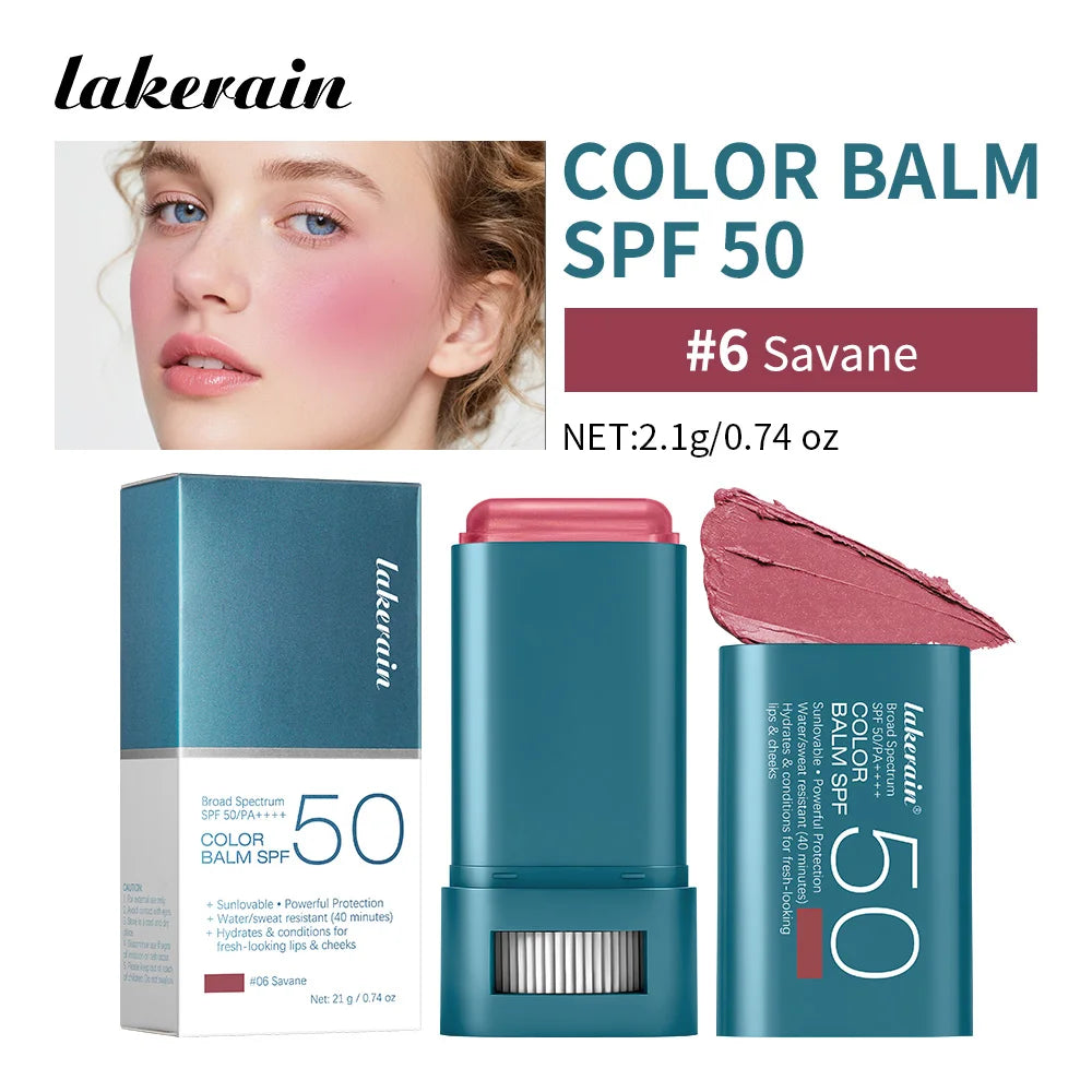 SPF 50 Sunscreen Blusher Long-lasting Color Waterproof Sweat Resistant Velvety-Soft Texture Fresh & Natural Finish Blusher Balm Peaceful Pleasures Health and Wellness Savane
