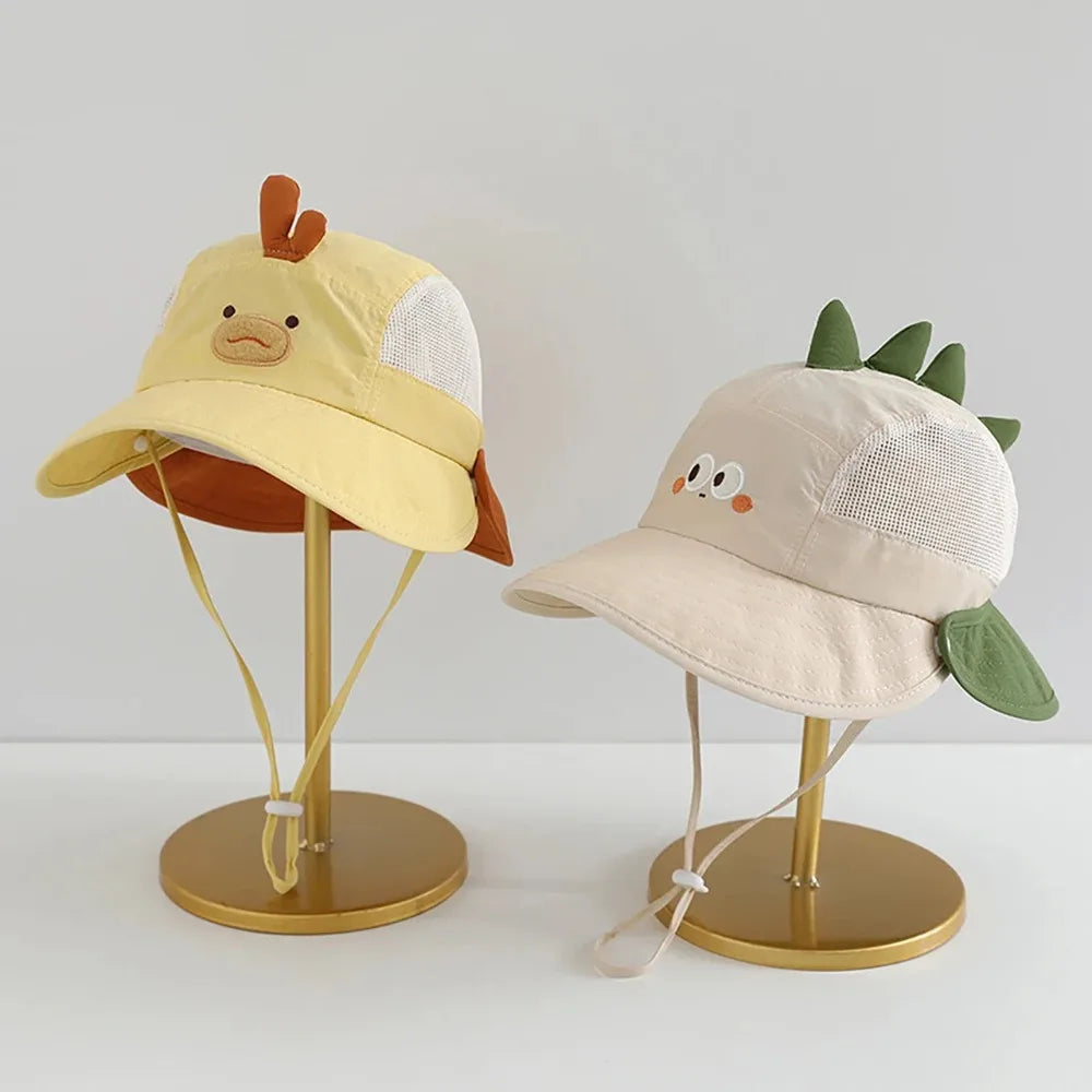 Cartoon Sunshade Baby Beach Hat Cute Bear Rabbit Ears Boys Girls Sun Visor Cap Summer Outdoor Breathable Mesh Panama Hats Peaceful Pleasures Health and Wellness