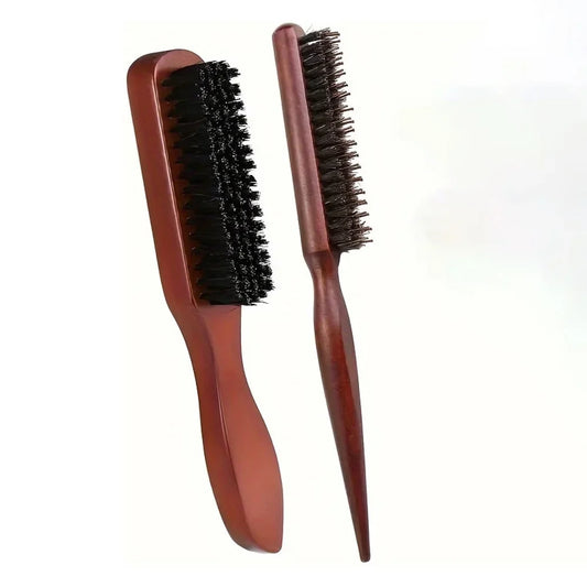 2-Piece Wooden Boar Bristle Hair Brush Set – All Hair Types Hair Brush Set Oasis Select TZ-sz65-sz62-2PCS