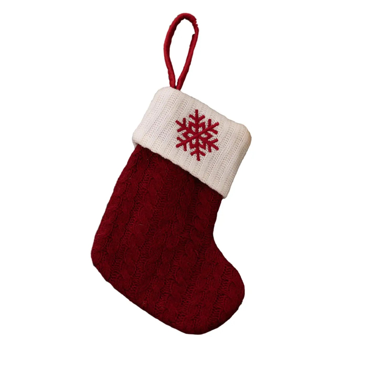 Knitted Christmas Stocking Ornament – Snowflake & Alphabet