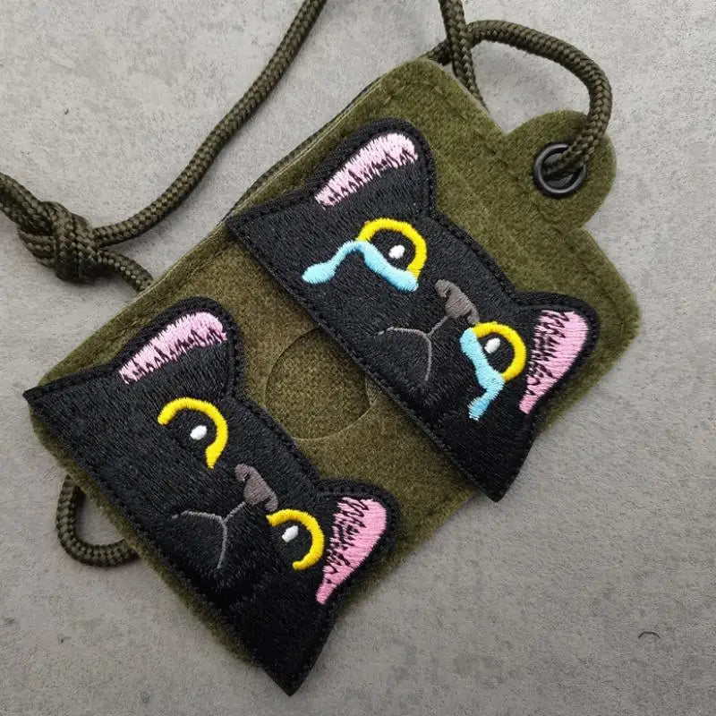 Black Cat Embroidered Iron-On Patch – Peeping & Crying Kitten