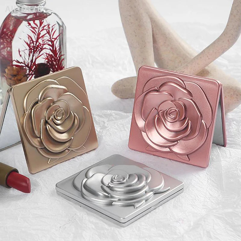 Retro Rose Double-Sided Pocket Compact Mirror | Makeup Tool