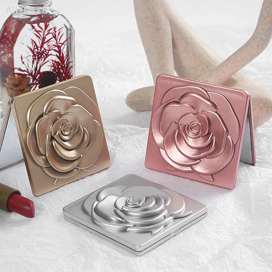 Retro Rose Double-Sided Pocket Compact Mirror | Makeup Tool Compact Makeup Mirror Peaceful Pleasures Health and Wellness