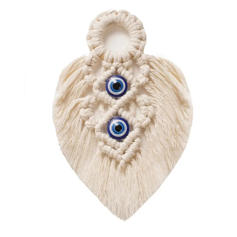 Macrame Evil Eye Leaf Tapestry Lucky Eyes Wall Hanging Cotton Handmade Wall Decoration For Bedroom Decoration Home Wall Decor Peaceful Pleasures Health and Wellness Type 2