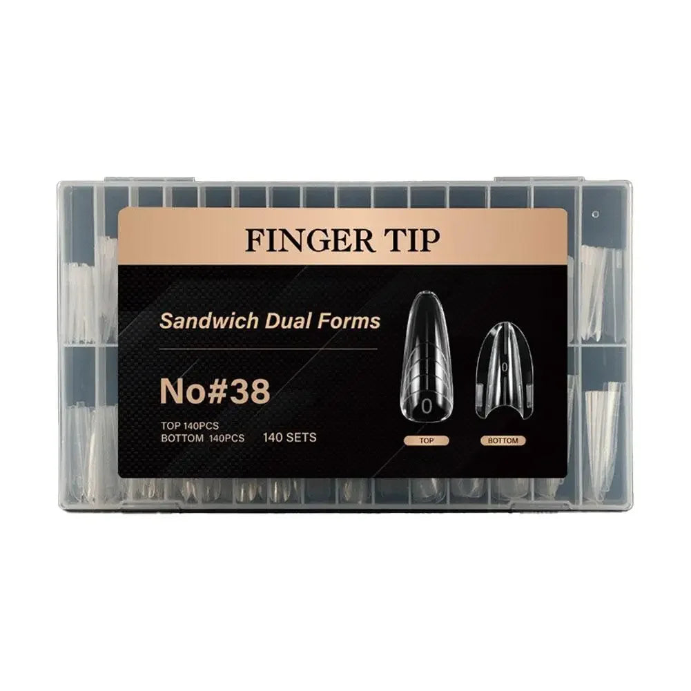 140/280Pcs Sandwich False nails Dual Forms Nail Mold for Quick Nails Extension 14 Sizes Plastic Nail Form Tools Nail Art Design Peaceful Pleasures Health and Wellness NO 38