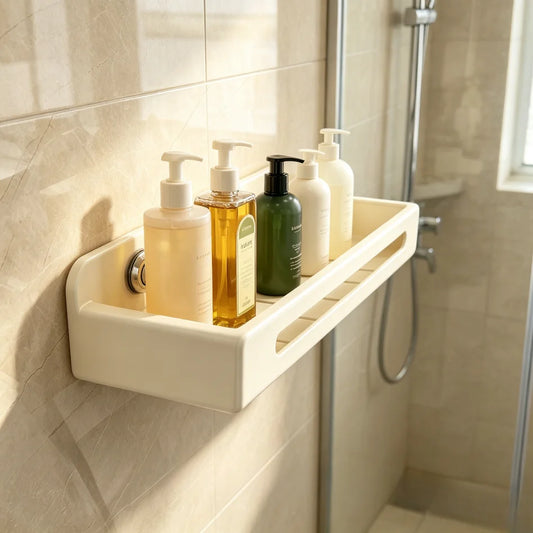 No-Drill Suction Cup Bathroom Wall Shelf & Shampoo Rack Bathroom Wall Shelf Peaceful Pleasures Health and Wellness