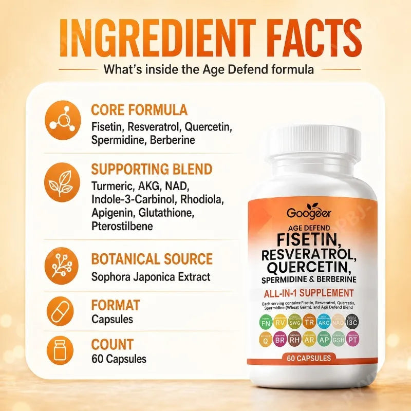Daily Wellness Formula | Fisetin Resveratrol Quercetin Berberine 60 Caps