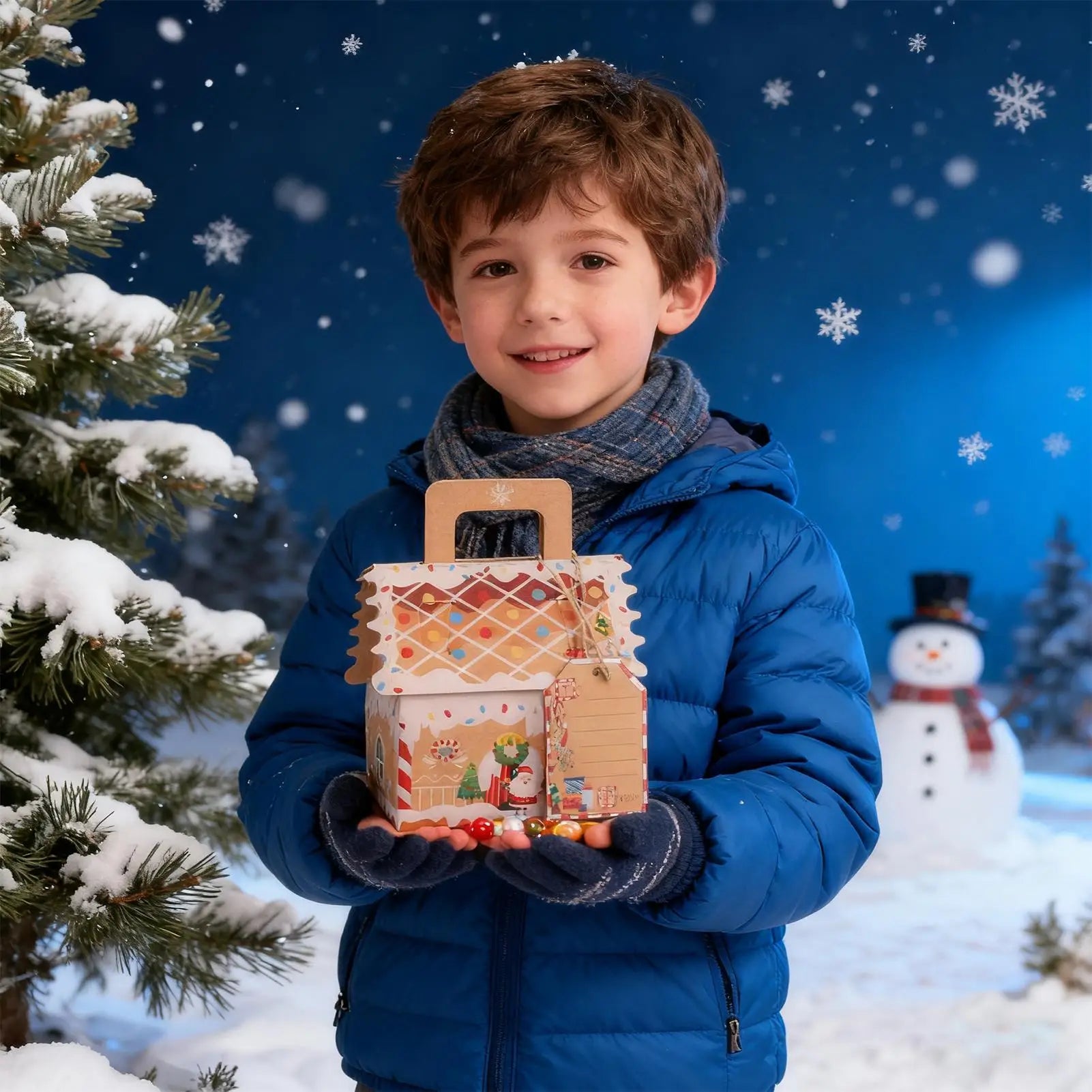 Christmas Treat Boxes 50 Pieces House Shape Food Wrapping Container Holiday Bakery Box For Candy Chocolate Party Supplies Peaceful Pleasures Health and Wellness