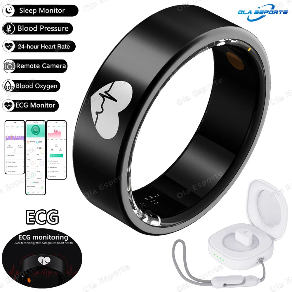 ECG Smart Ring – Heart Rate, SpO₂ & Sleep Tracker | IP68