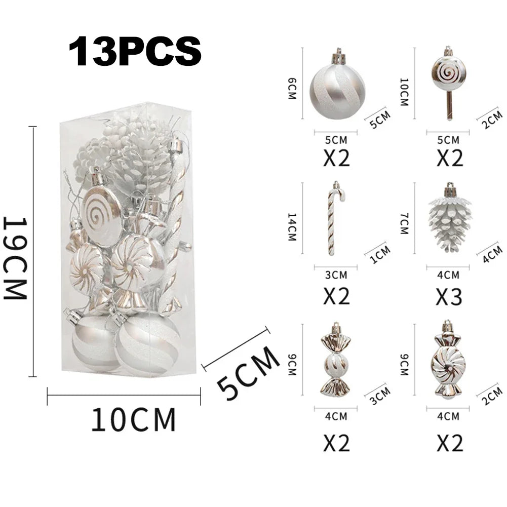 13-Pc Christmas Candy Ornaments Set | Glitter Holiday Tree Decor