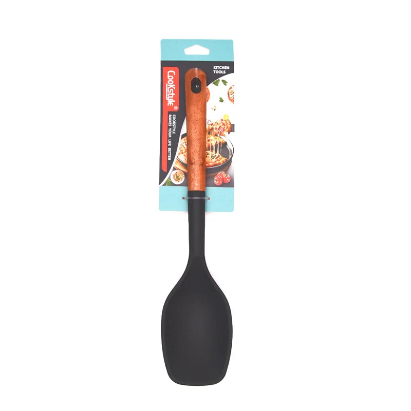 7-Piece Wooden Silicone Nonstick Kitchen Utensil Spatula Set Kitchen Utensil Set Peaceful Pleasures Health and Wellness A8