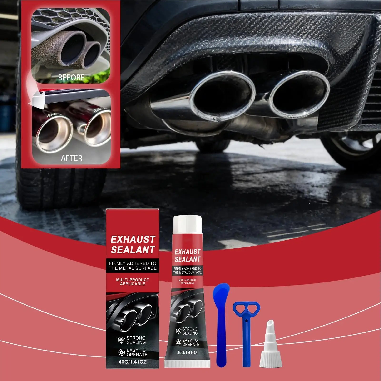 Exhaust Sealant 40g High Temp Leak Proof Paste Muffler Cement Repair Kit for Car Motorcycle Truck RV Pipe Crack Hole Peaceful Pleasures Health and Wellness
