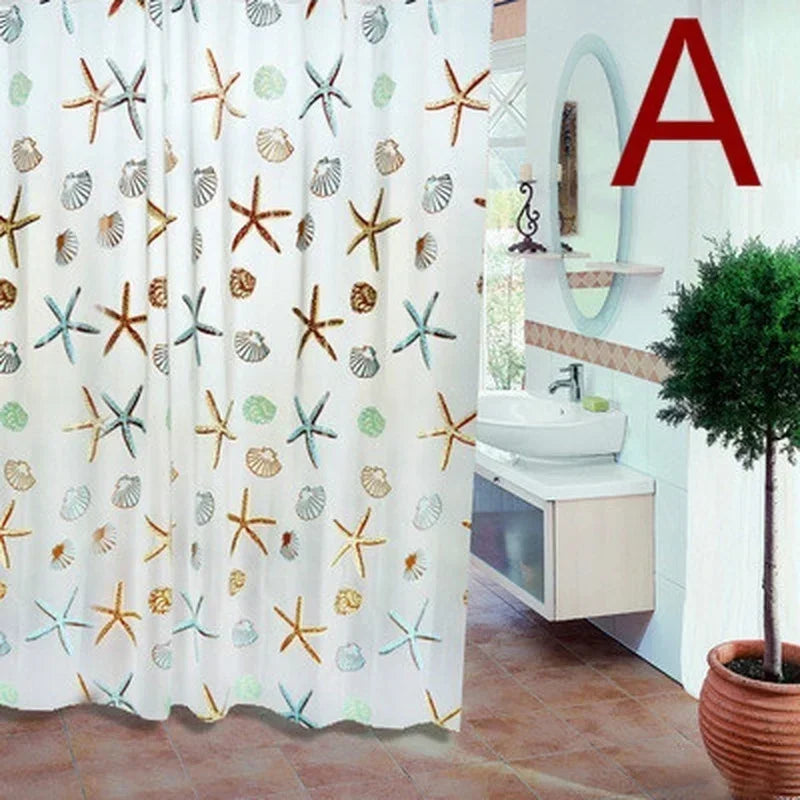 Creative Ocean Creature Bathroom Curtains Geometric Pattern