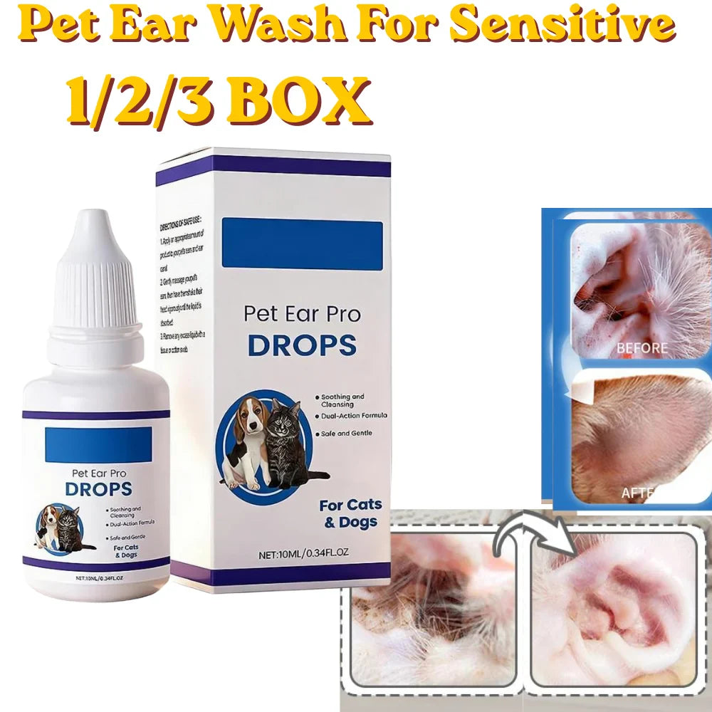 Pet Ear Cleaning Drops for Dogs & Cats | Earwax Solution