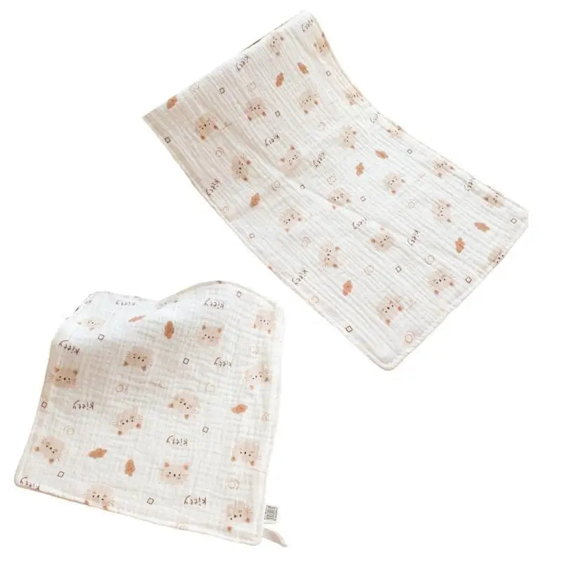 6-Layer Cotton Baby Nursing Towels | Soft Cartoon Face Cloths 2-Pack