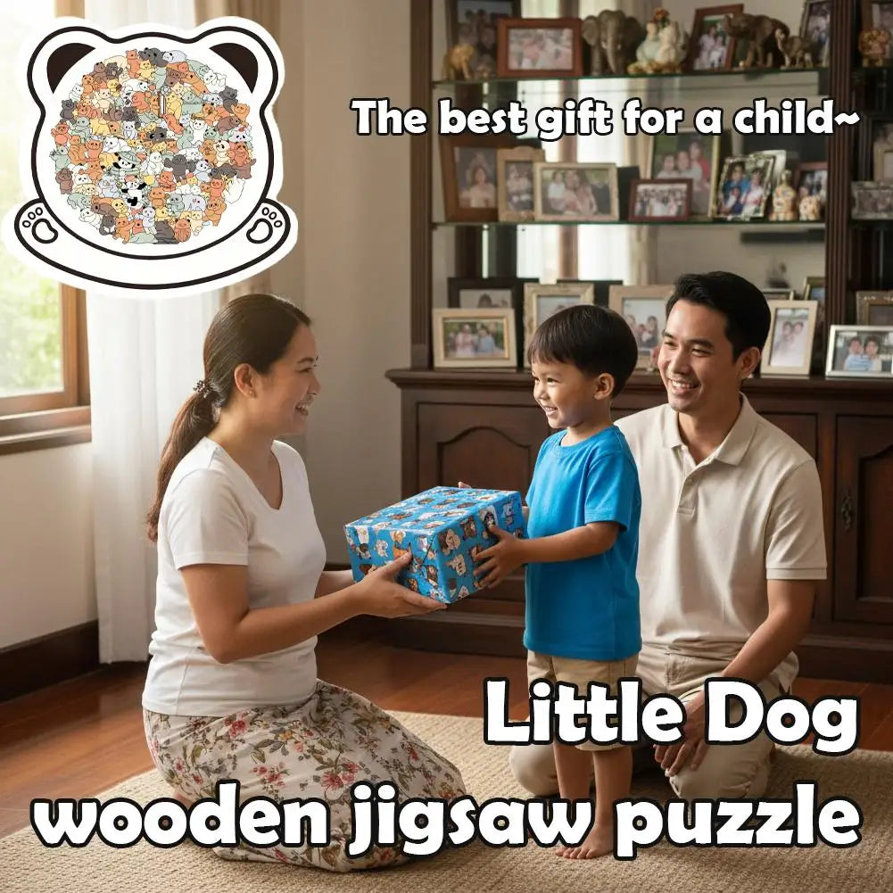 Cute Dog Bear Shape Wooden Puzzle Irregular Animal Stress-relief Game