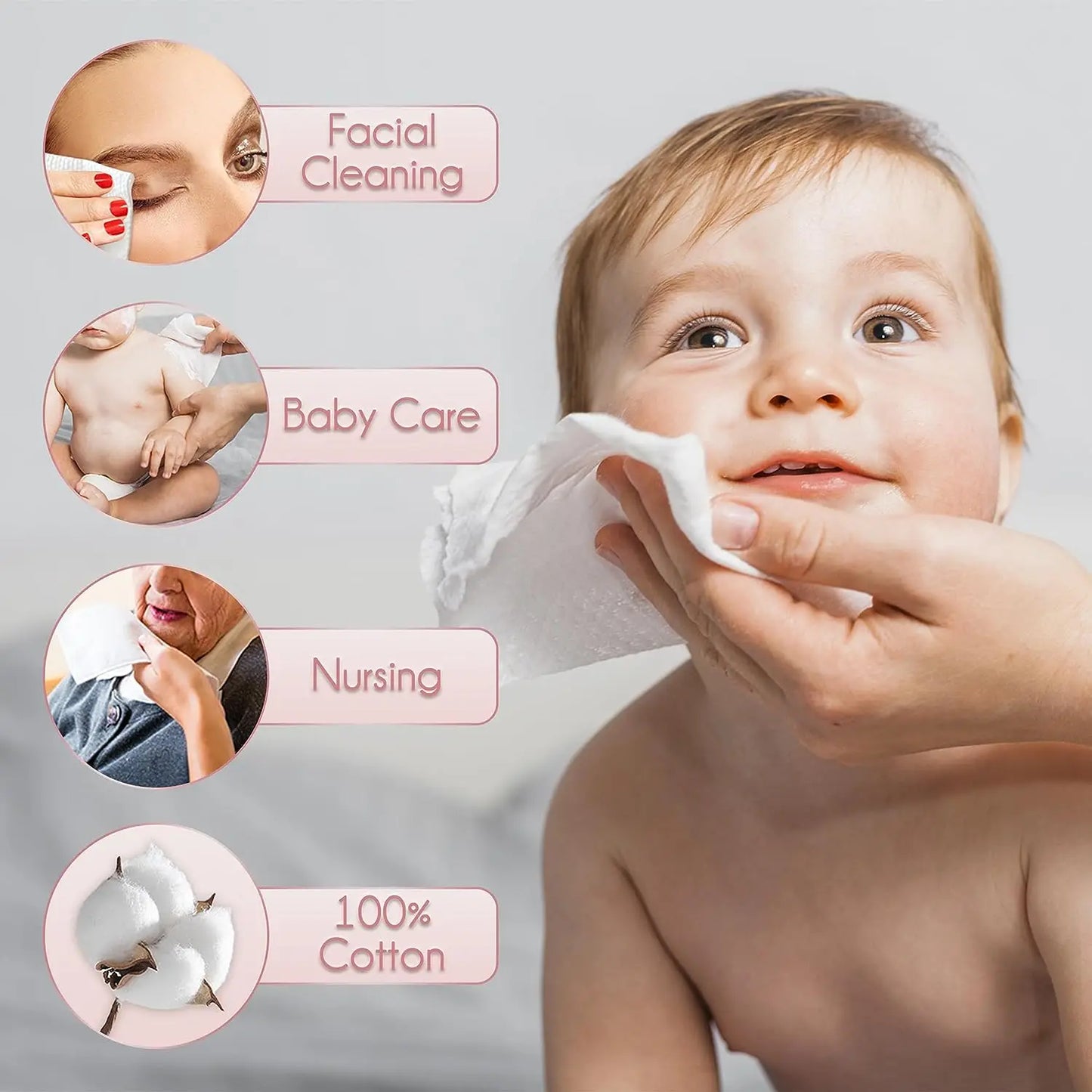 100% Cotton Disposable Face Towels – 50ct Biodegradable Wipes
