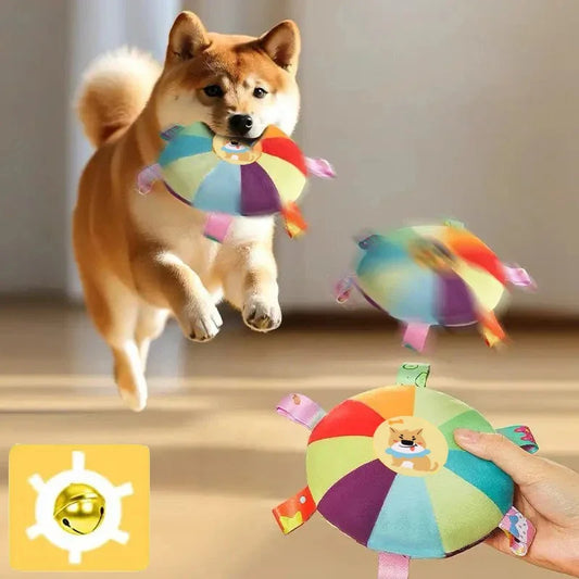 Plush Squeaky Flying Disc Dog Toy – Bite-Resistant for Puppies Plush Dog Toy Peaceful Pleasures Health and Wellness