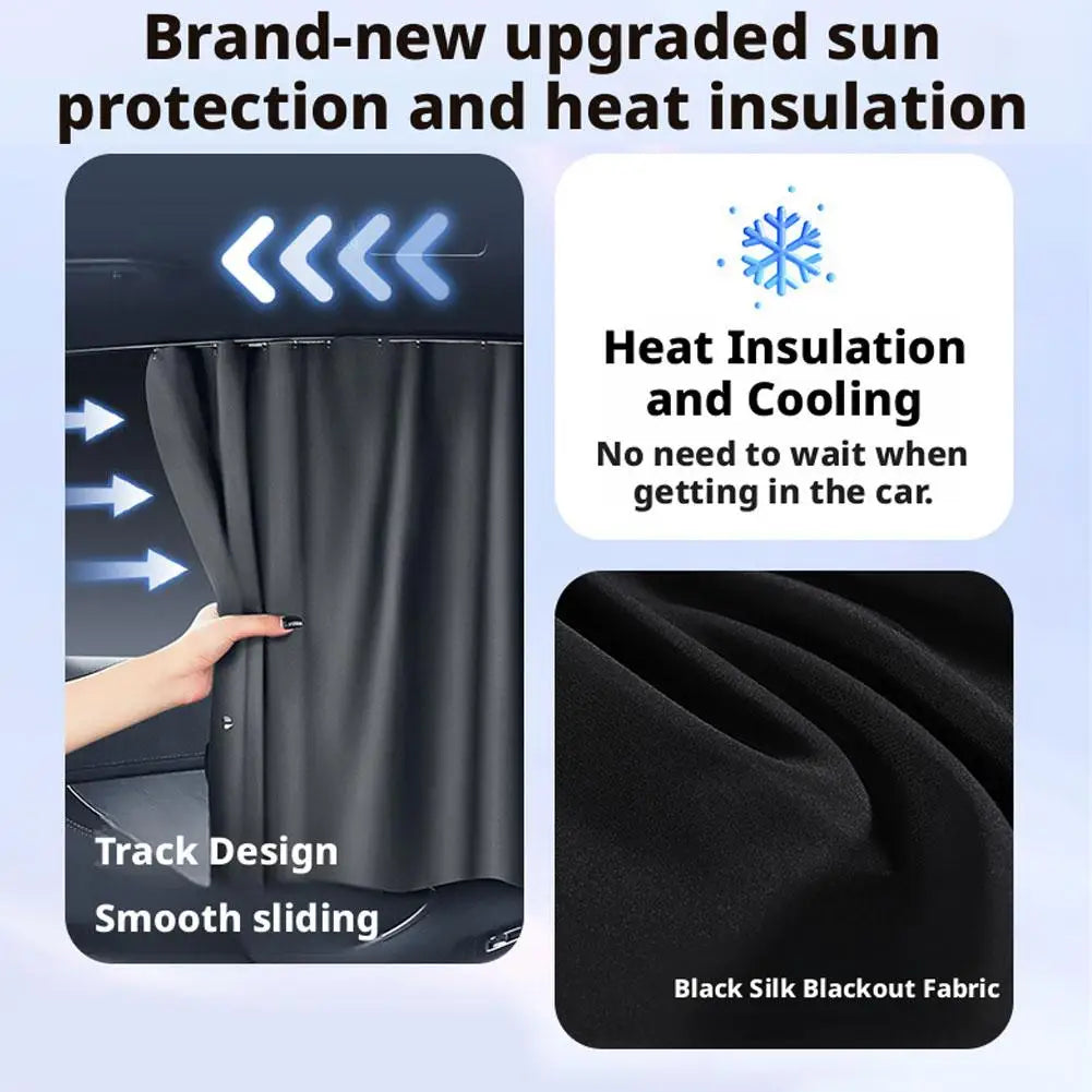 Car Sunshade Track Type Sun Protection Heat Insulation Block Car Rear Side Curtain Car Interior Privacy Shade Peaceful Pleasures Health and Wellness
