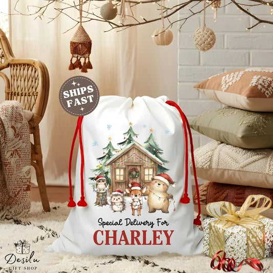 Personalized Large Christmas Santa Sack Gift Bag for Kids Personalized Gift Bag Peaceful Pleasures Health and Wellness