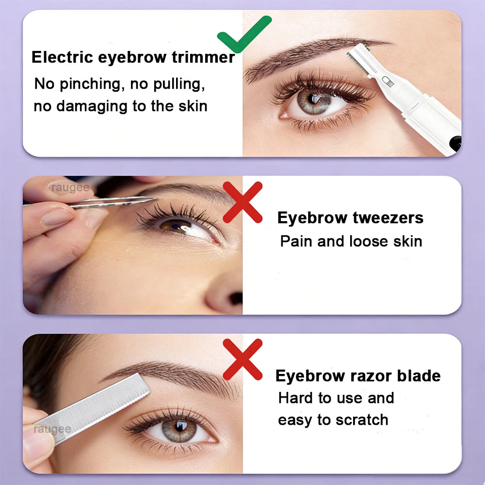 Electric Eyebrow Trimmer Rechargeable Electric Eyebrow Shaver Razor Electric Facial Blades for Women Body Facial Hair Removal Peaceful Pleasures Health and Wellness