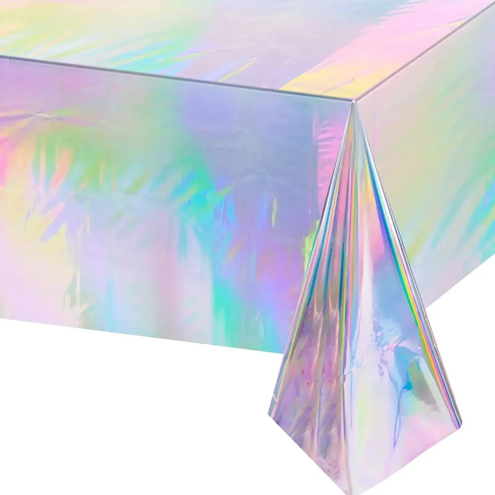 Iridescent Holographic Party Tablecloth 137x274cm | Waterproof Party Tablecloth Peaceful Pleasures Health and Wellness