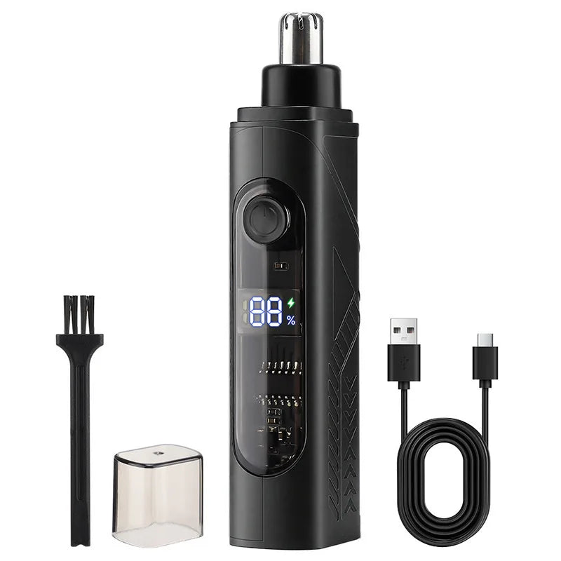 Rechargeable Electric Nose Hair Trimmer | Digital Display Nose Hair Trimmer Peaceful Pleasures Health and Wellness black