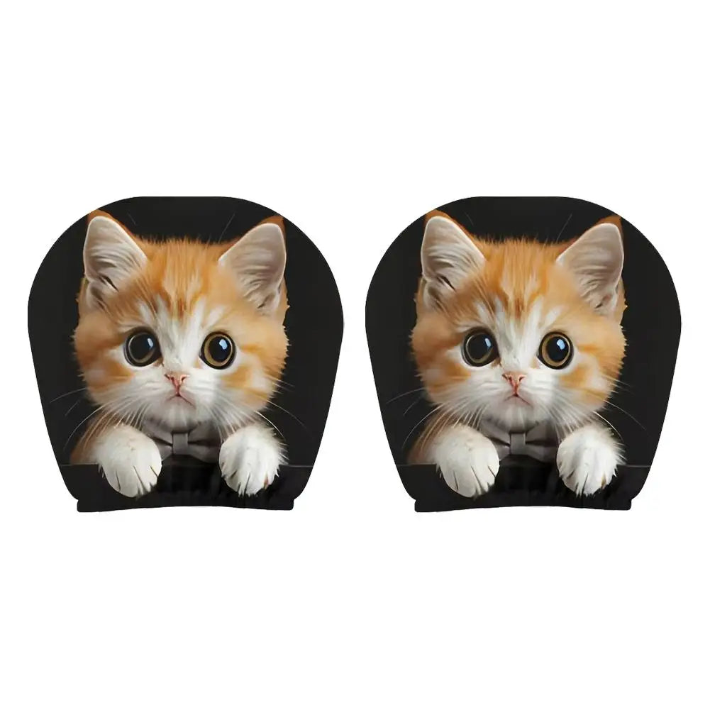 2PCS Funny Animal Car Headrest Covers Universal Auto Seat Neck Pillowcase Cute Cat Dog Monkey Pattern Interior Decor for Sedan Peaceful Pleasures Health and Wellness B