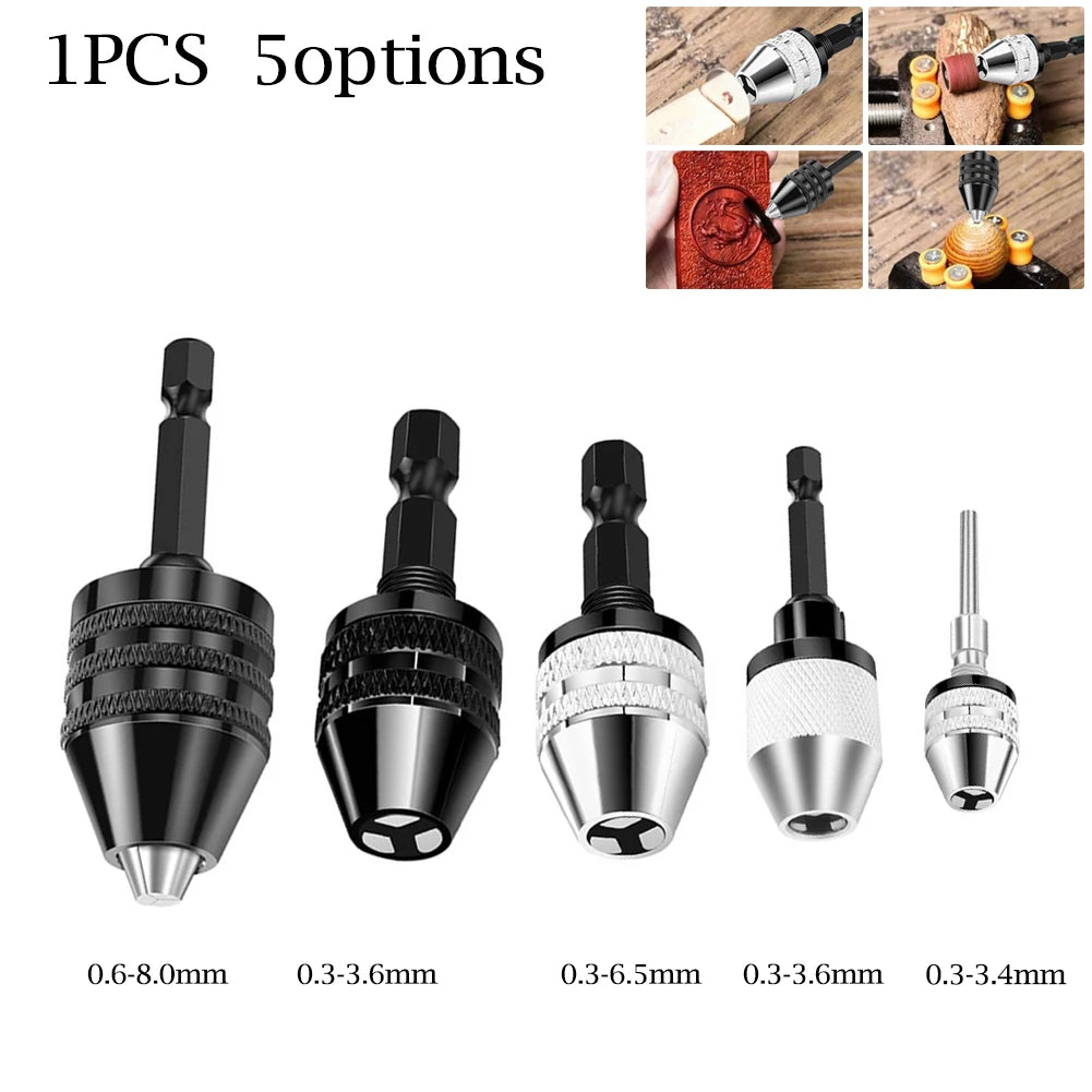 Keyless Drill Chuck Adapter Hex Round Shank Power Tools Accessories
