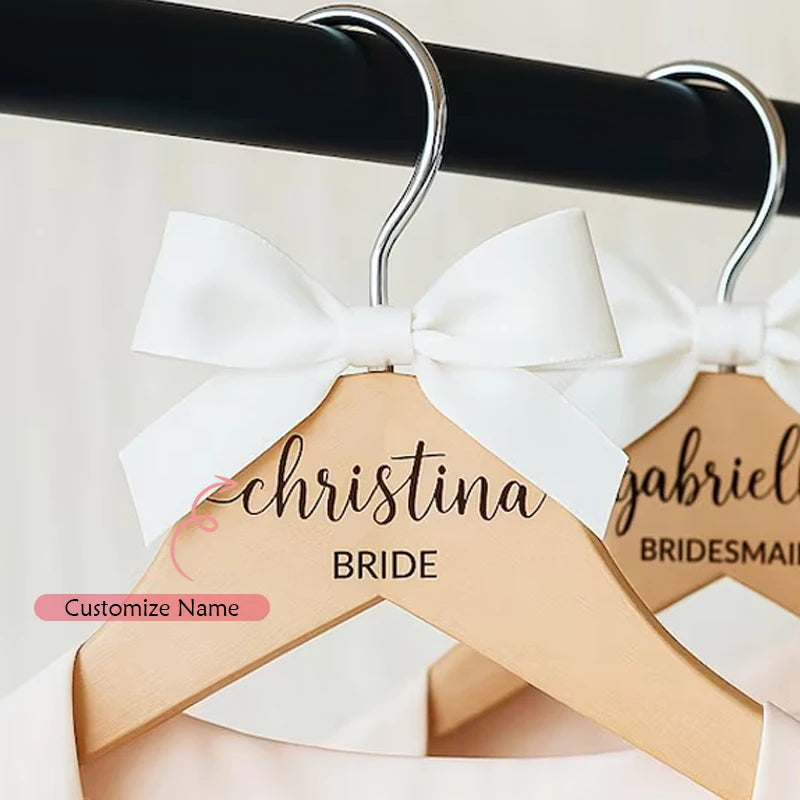 Personalized Bridal Bow Wooden Hanger | Wedding Dress Hanger Personalized Bridal Hanger Peaceful Pleasures Health and Wellness custom name