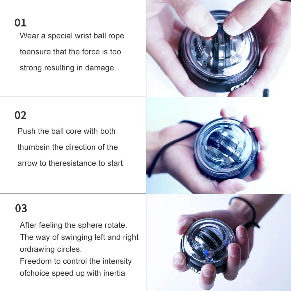 LED Autostart Gyroscopic Wrist Ball – Arm & Grip Trainer
