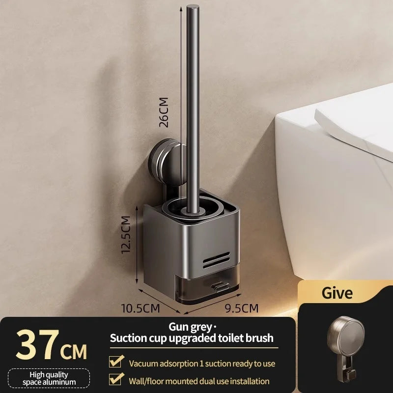Wall-Mounted Suction Cup Toilet Brush – No Drill Bathroom Tool