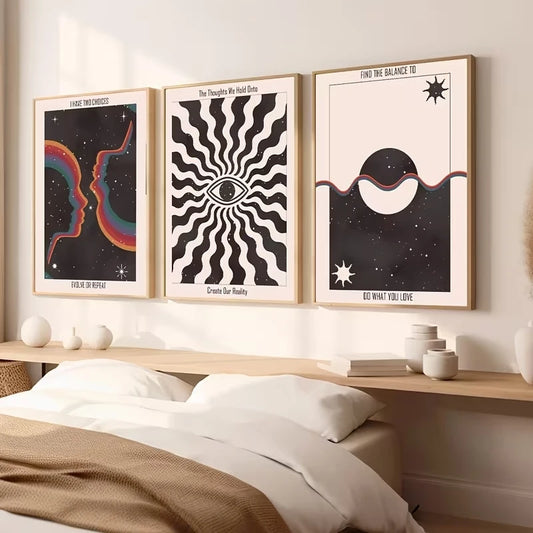 3-Piece Meditation Cosmic Canvas Wall Art | Bedroom Decor Canvas Wall Art Set Peaceful Pleasures Health and Wellness G4631-3pcs 21x30cm Wood Framed