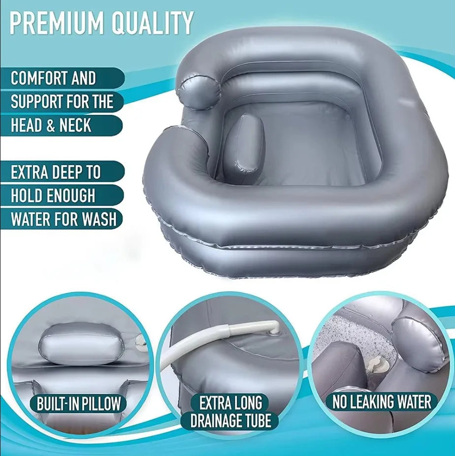 Inflatable Shampoo Basin - Portable Shampoo Bowl, Hair Wash Tub for Dreadlocks and at Home Sink Washing Peaceful Pleasures Health and Wellness