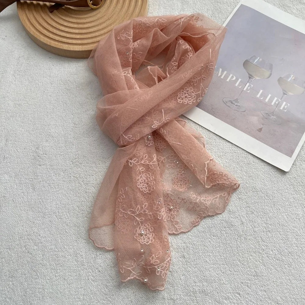 Retro Lace Embroidered Floral Long Scarf & Neckerchief Women