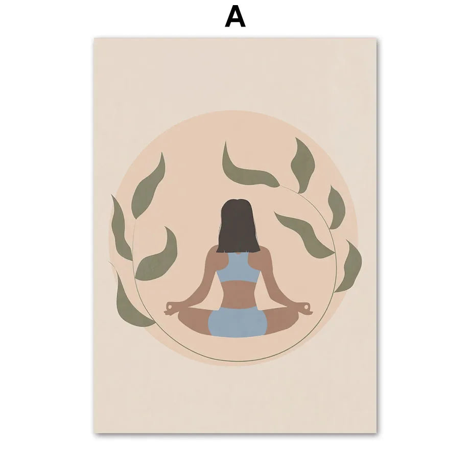 Calming Zen Canvas Painting Nordic Posters Prints Wall Art Pictures For Living Room Home Decor Boho Lotus Yoga Girl Meditation Peaceful Pleasures Health and Wellness T80475-01 20x30cm Unframed